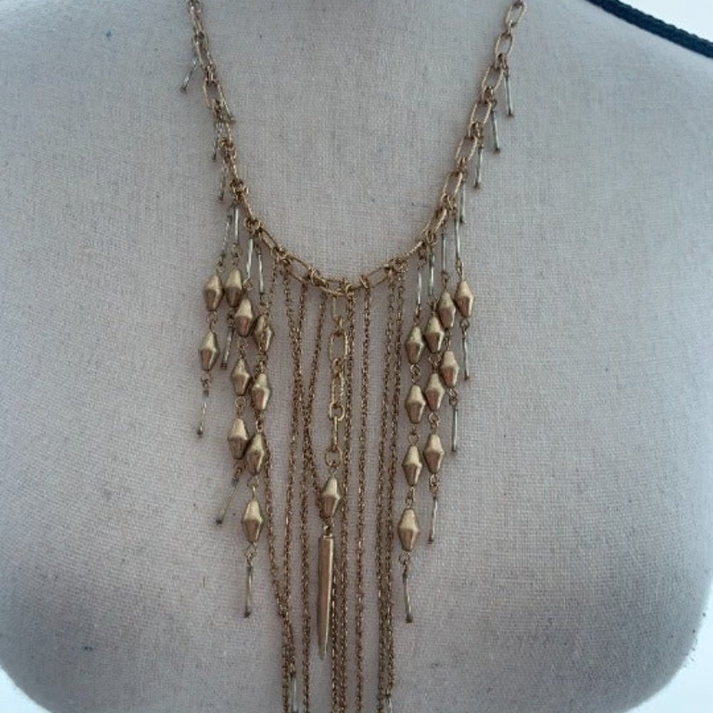Marilyn Schiff tag  Gold Waterfall Necklace